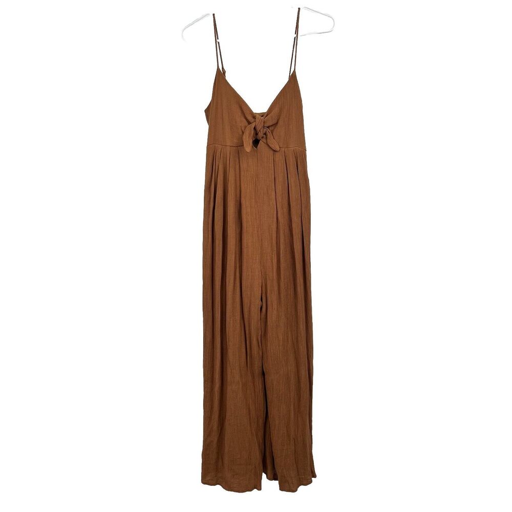 LUSH Jumpsuit Small Brown Sleeveless Wide Leg Adjustable Boho Hippie Festival
